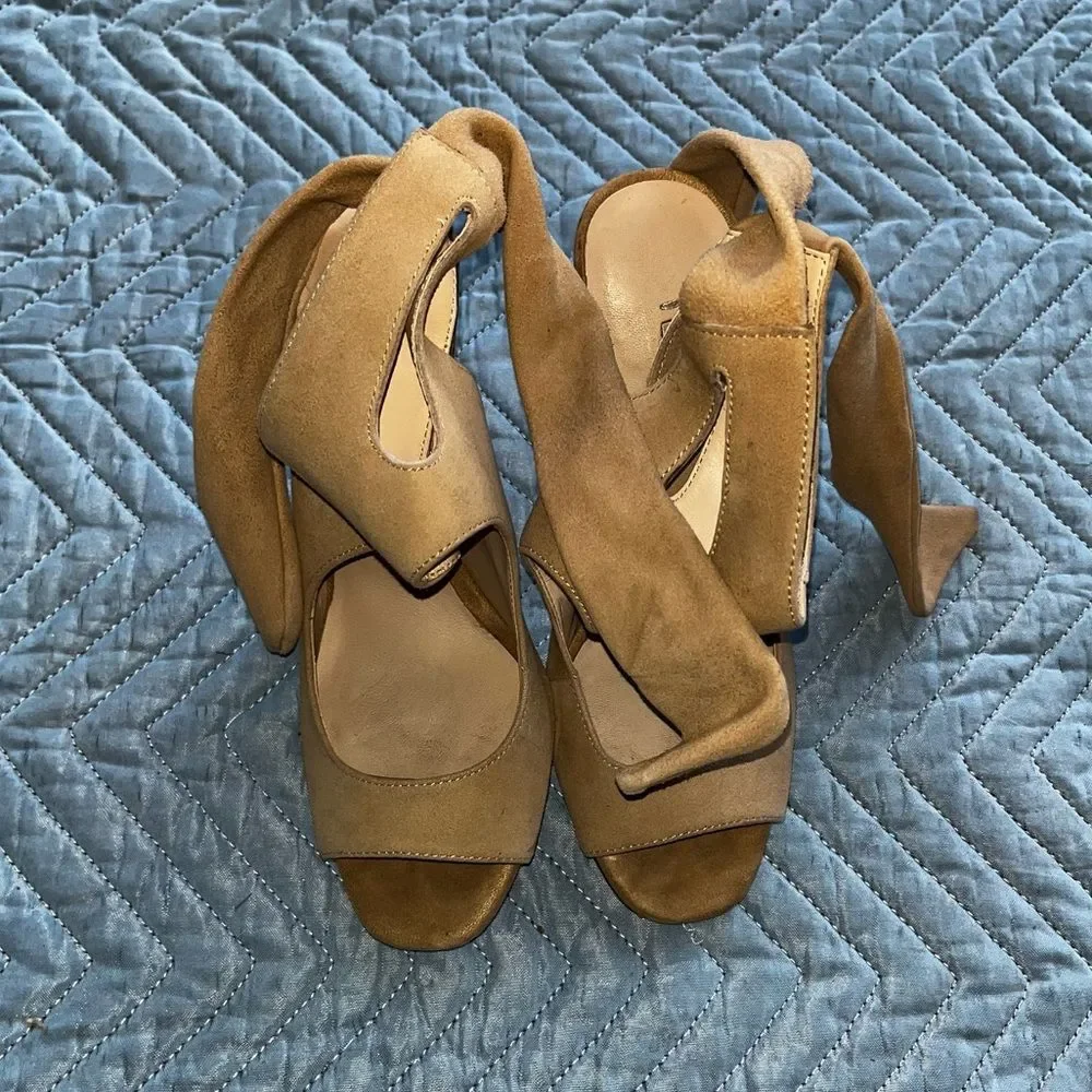 zara bow tie beige heels size 37